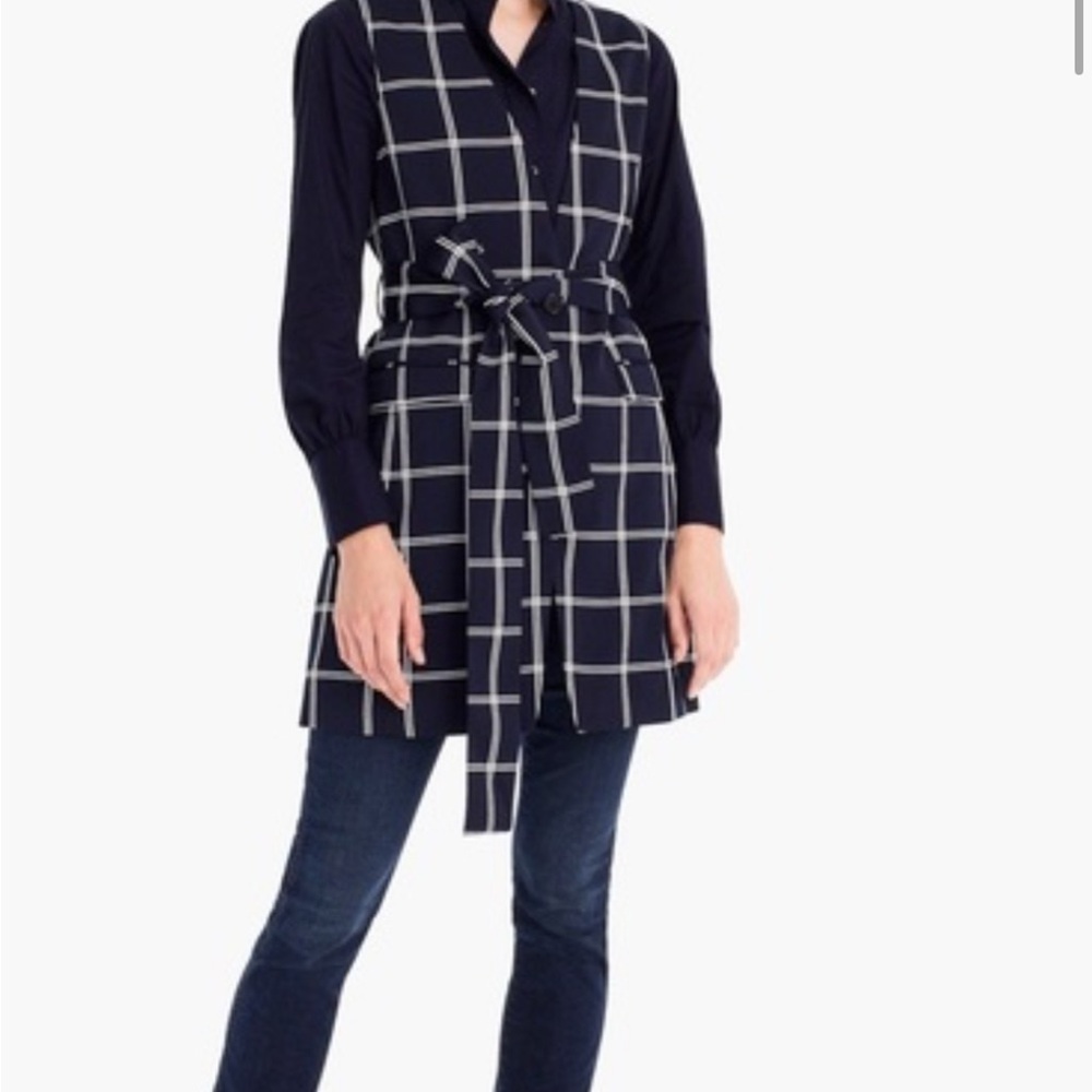 J. Crew Navy and White Plaid Sleeveless Vest - Picture 3 of 15